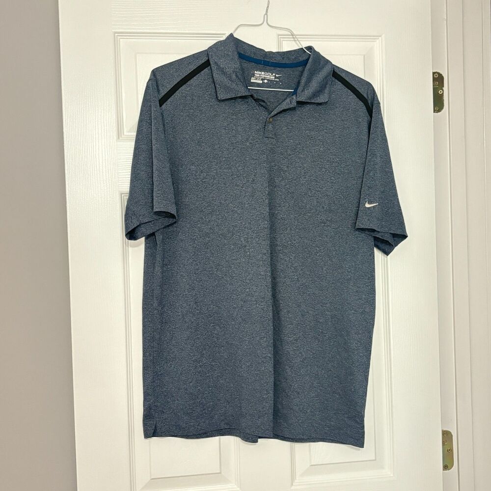 Nike Golf Tour Performance Shirt Mens L Blue Dri Fit Polo Short Sleeve Stretch